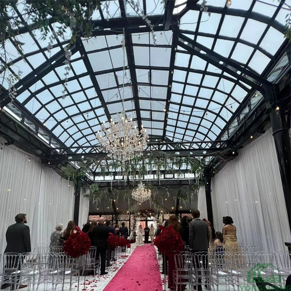 Large steel and glass Victorian greenhouse conservatory for wedding glass house wedding venue,greenhouse wedding